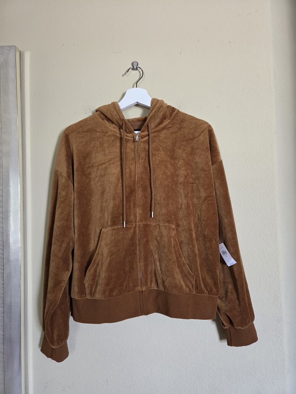 Gap NWT Velour Zip-Up Hoodie in Cognac Brown
